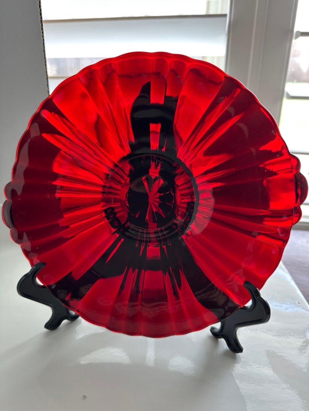 Vintage Anchor Hocking Ruby Red Decorative Glass Plate